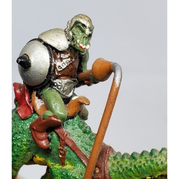 Ogre Warrior Riding On Dinosaur Figurine On Stone Slate Game Piece - Picture 8 of 12
